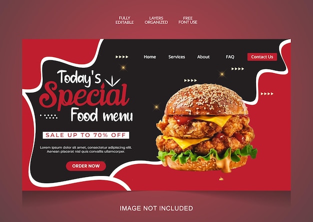 Vector asian landing page with website banner for food business company