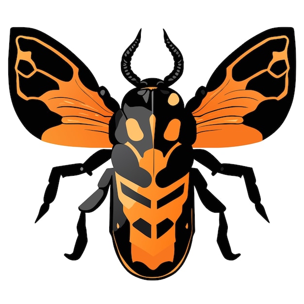 Vector asian longhorn beetle hand drawn cartoon sticker icon concept isolated illustration