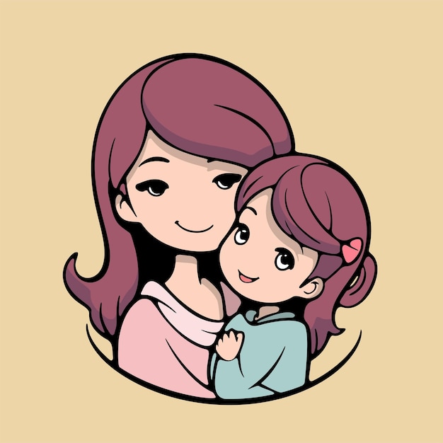 Asian mother and daughter hugging