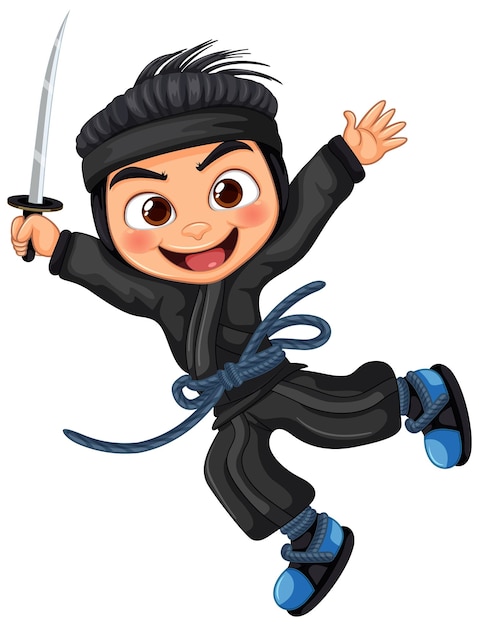 Vector asian ninja cartoon character