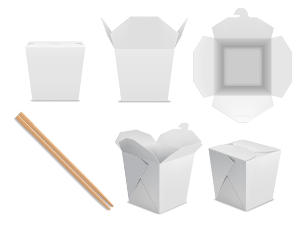 Small White Chinese To Go Box Stock Photo, Picture and Royalty