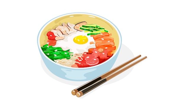 Asian noodle dish illustration