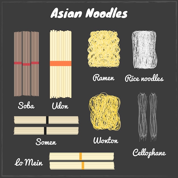 Vettore noodles asiatici