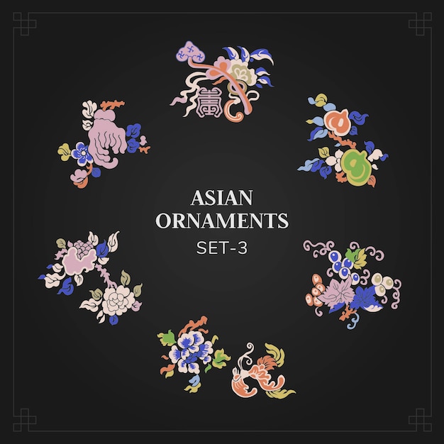 Asian ornaments set 3