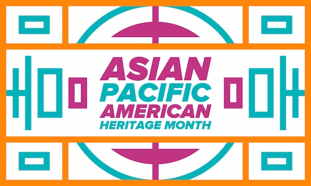 벡터 태평양 아메리카 유산의 달 (asian american heritage month) - 미국 태평양 섬의 아시안 아메리칸과 태평양 제도 주민