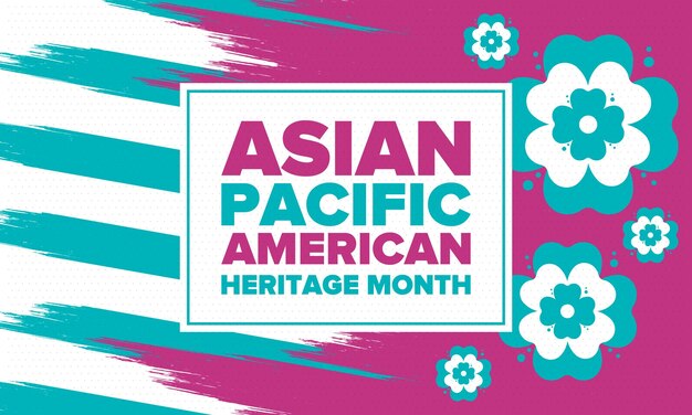 Vettore mese dell'eredità asiatico-americana del pacifico asiatici americani e isole del pacifico negli stati uniti arte vettoriale