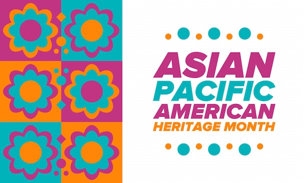 Vector asian pacific american heritage month in may asian americans and pacific islanders in the usa vect