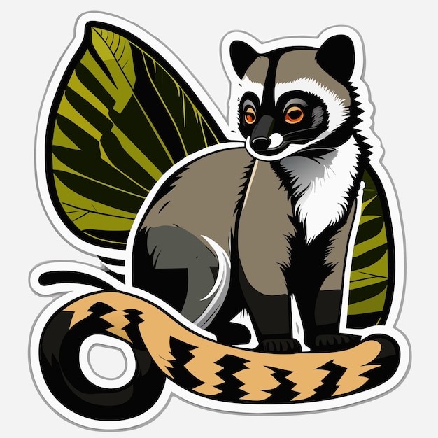 Vector asian palm civet hand drawn cartoon sticker icon concept isolated illustration