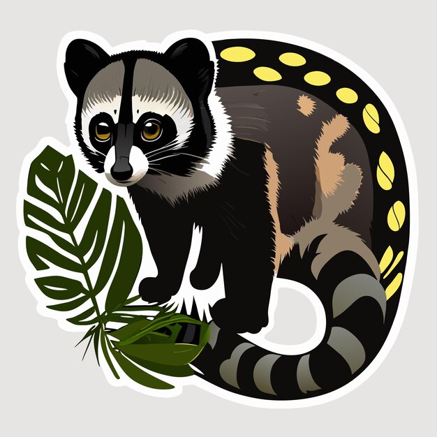 Vector asian palm civet hand drawn cartoon sticker icon concept isolated illustration