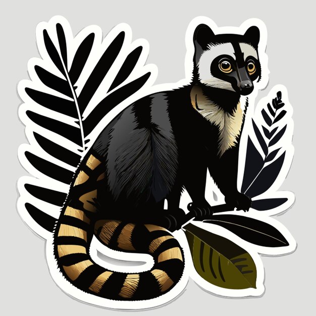 Vector asian palm civet sticker vector illustration