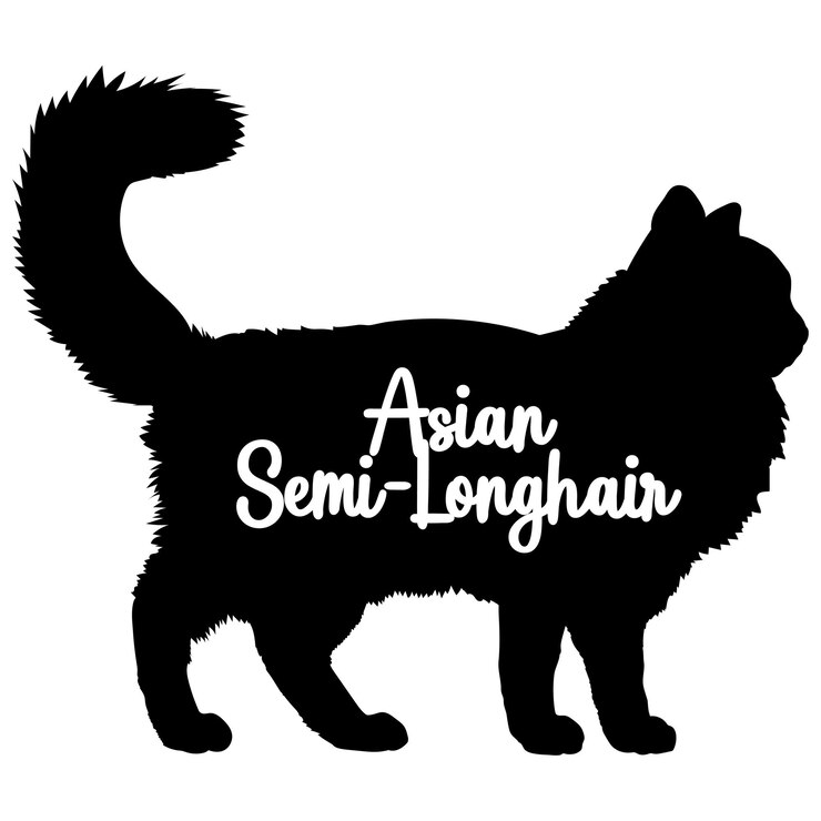 Vector アジア半長毛猫のシルエット 猫の品種のロゴ モノグラムベクトル
