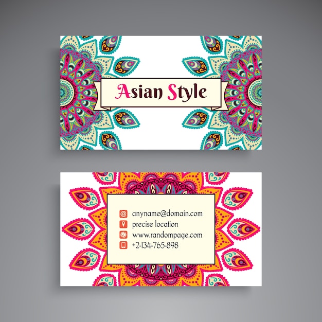 Визитная карточка Винтажные декоративные элементы Декоративные цветочные визитные карточки восточный узор векторной иллюстрации