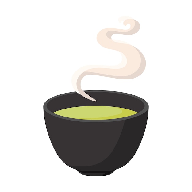 Asian style tea cup and hot tea cartoon vector illustration isolated object