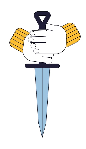 Азиатский турист плоская линия цветовой векторный персонаж Возбужденный мужчина Кемпинг оборудование Готово к поездке Редактируемый контур полного тела человека на белом Простая иллюстрация мультфильма для веб-графического дизайна