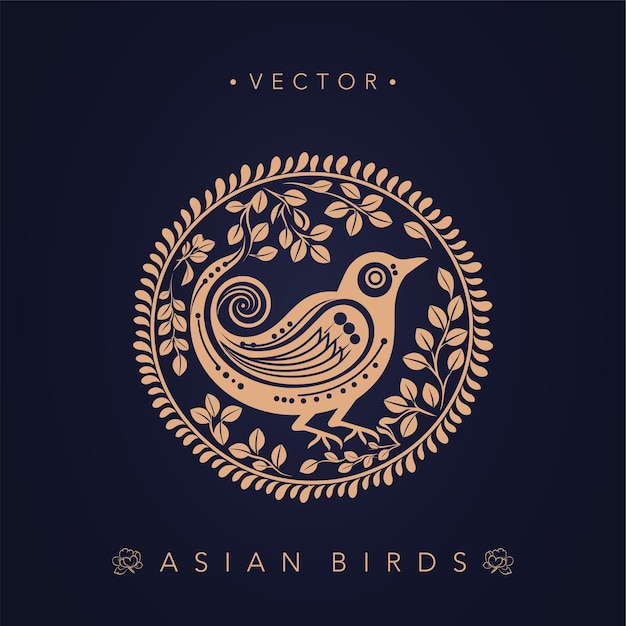 Vector asian traditional bird patterns ancient chinese flower and bird patterns