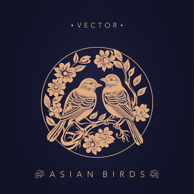 Asian traditional bird patterns ancient Chinese flower and bird patterns