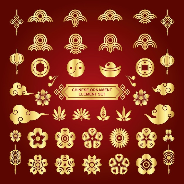 Vector asian traditional elements set