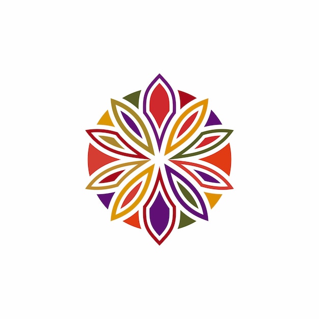 Fiore tradizionale asiatico colorfull logo design