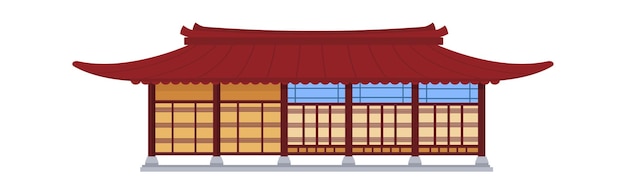 Vettore illustrazione tradizionale asiatica della costruzione del palazzo