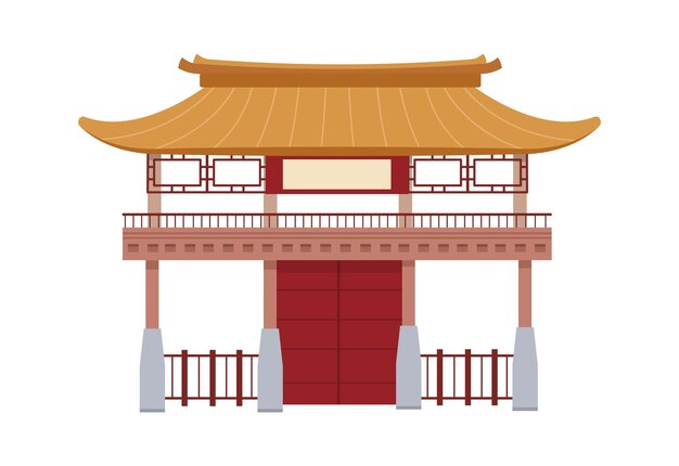 Vector asian traditional palace building illustration