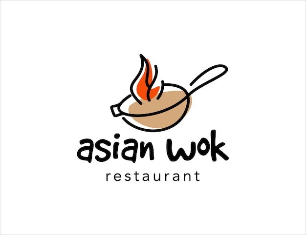 Modello di logo wok asiatico