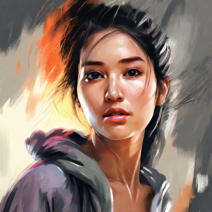 Vector アジア人女性のファッションポートレート - アジア女性ファッションポトレート