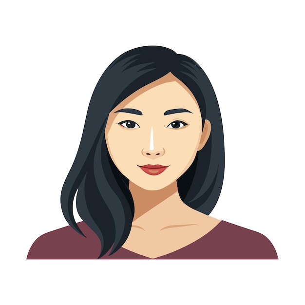 美しく健康な肌のアジア人女性 フラットベクトルイラスト