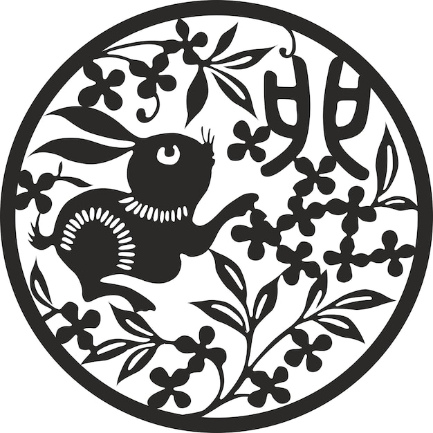 Asian zodiac vector rabbit