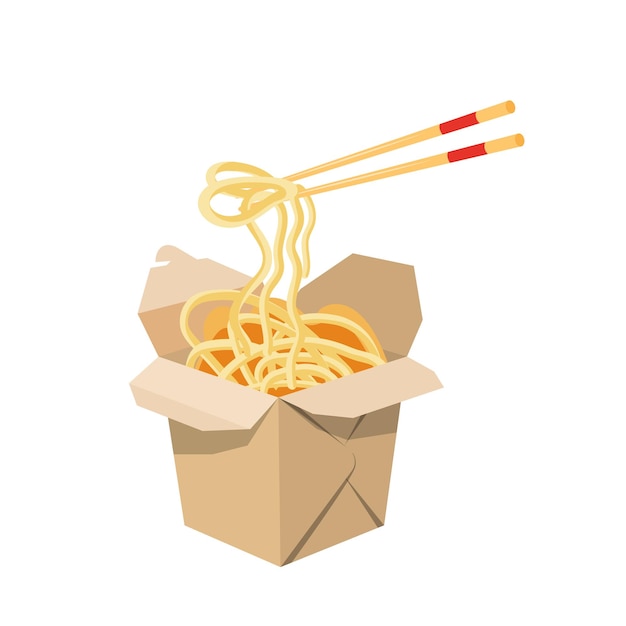 Asianfood 오리엔탈 스타일 음식 배달 국수 상자 젓가락 테이크 아웃 음식