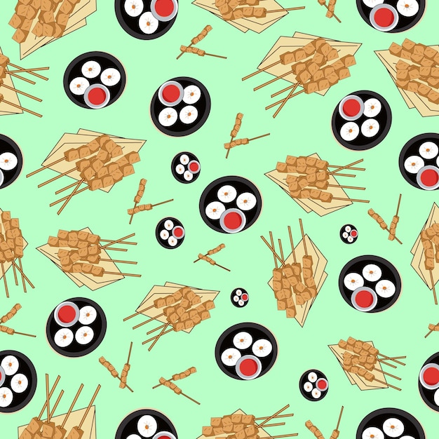 Asianfood Seamless food pattern Vector minimal Style