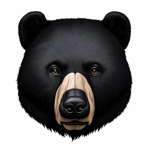 Vector asiatic black bear face flat icon isolated on white background vector illustration