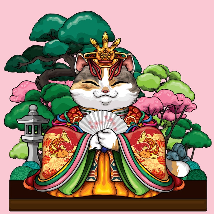 Vector asiatic empress cat