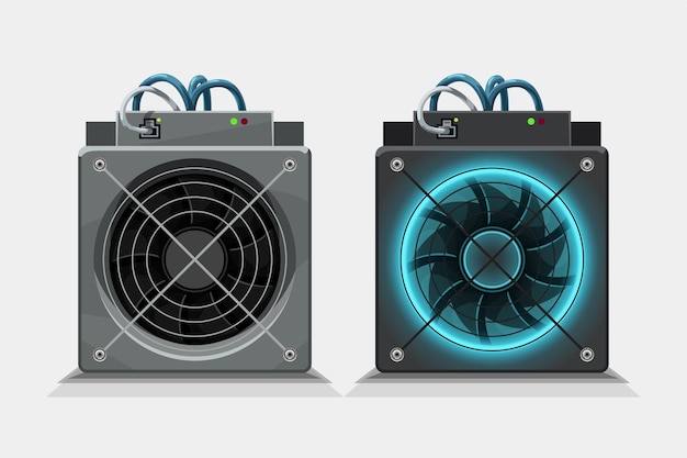 Vector asic computers front view for mining cryptocurrency