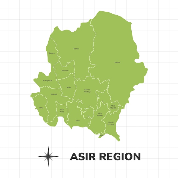 Asir Region map illustration Map of the region in Saudi Arabia