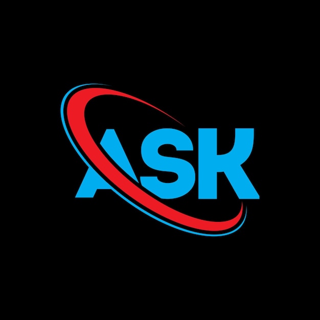 ASK 로고 ASK 글자 ASK 글자의 로고 디자인 이니셜 ASK 로그는 원과 대문자 모노그램 로고로 연결되어 있으며 ASK 타이포그래피는 기술 비즈니스 및 부동산 브랜드를위한 것입니다.