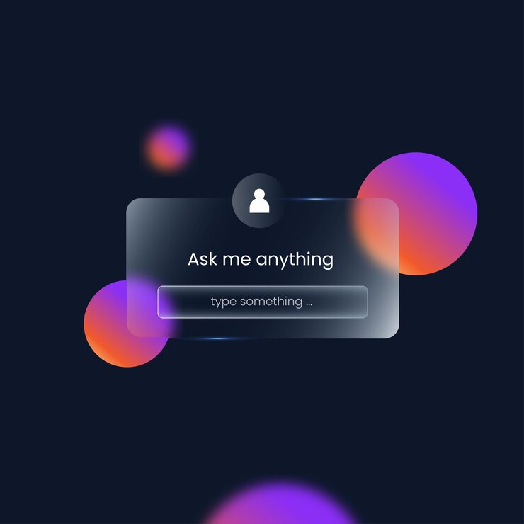 ask me anything glassmorphism transparent background for social media template
