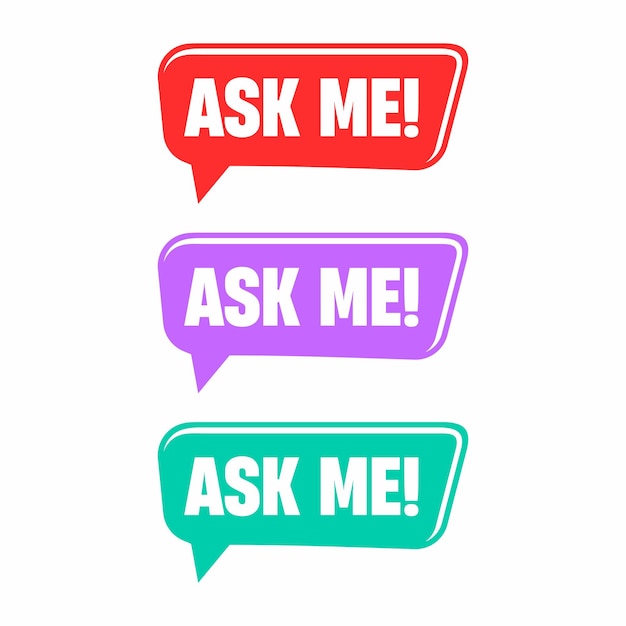 Ask me text on thin line speech bubble flat linear trend modern logotype graphic stroke art design web element isolated on white background