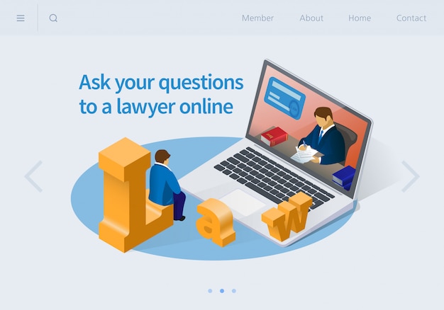 Ask your questions to a lawyer online isometric.