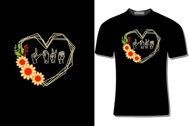 Vector asl liefde teken tshirt ontwerp