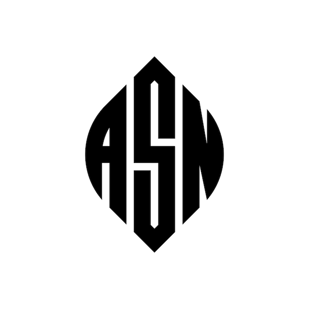 ASN cirkel letter logo ontwerp met cirkel en ellips vorm ASN ellips letters met typografische stijl De drie initialen vormen een cirkel logo ASN Circle Emblem Abstract Monogram Letter Mark Vector