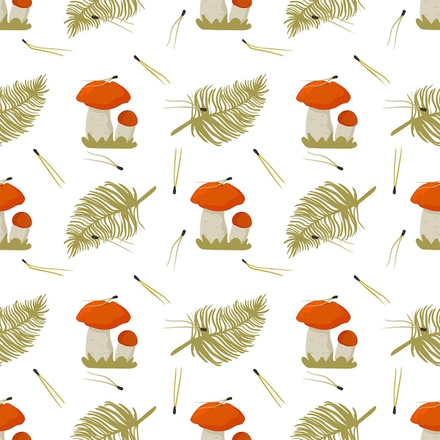 Aspen mushrooms beautifully seamless pattern