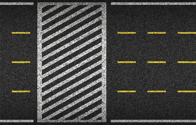 Vector asphalt road and crosswalk top view. safety driving and movement.