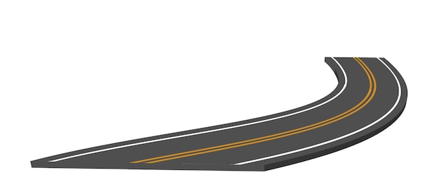 Asphalt road in scale in perspective isolated on white background
