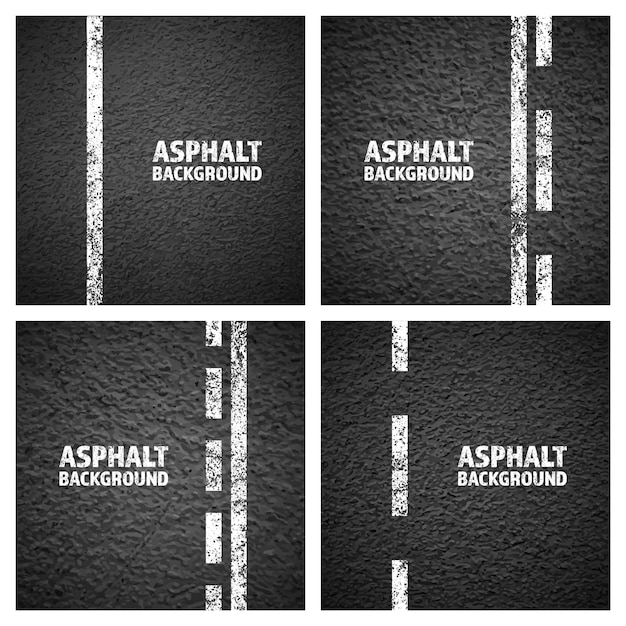 Vector asphalt road with white cracked lane marking concrete highway surface texture street traffic line