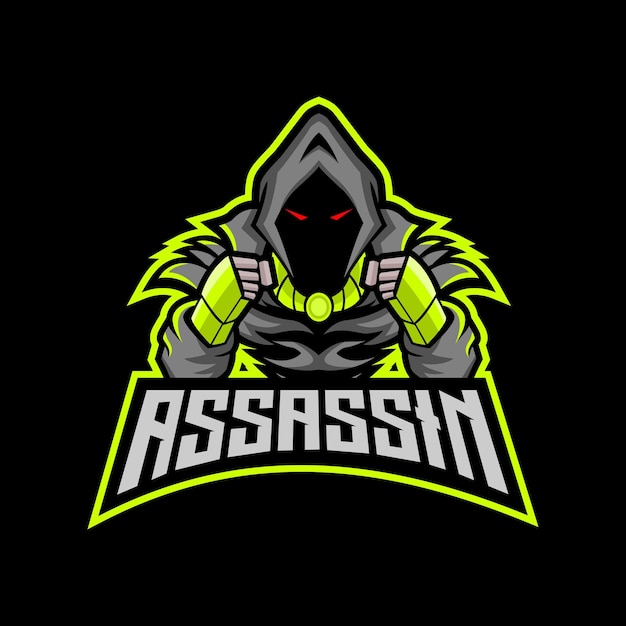 Modello di logo della mascotte di assassin esport