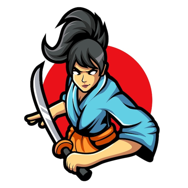 Assassin girls e sport mascotte logo ontwerp vector illustratie