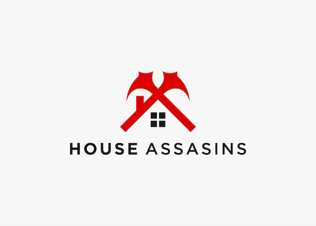 assassin house logo design vector silhouette illustration