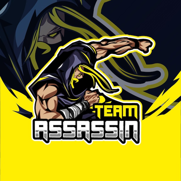 Logo di gioco esport mascotte assassino