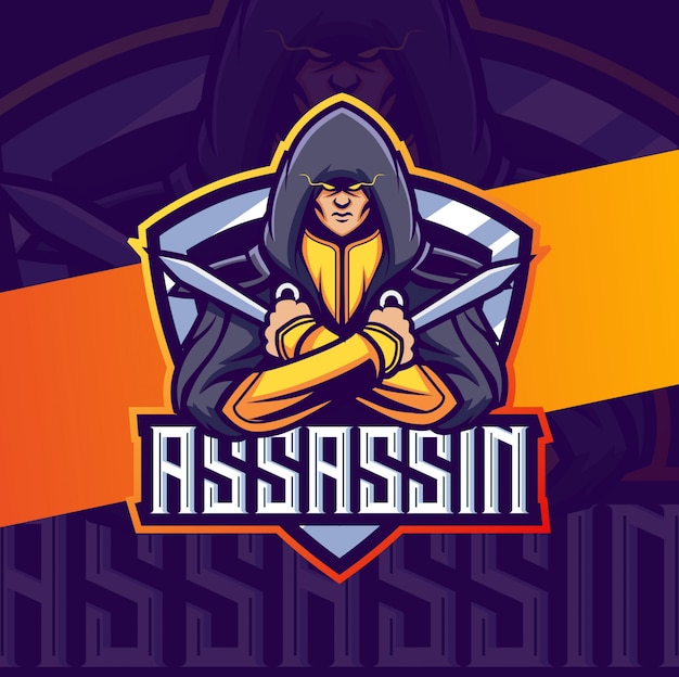 Assassino mascotte esport logo design