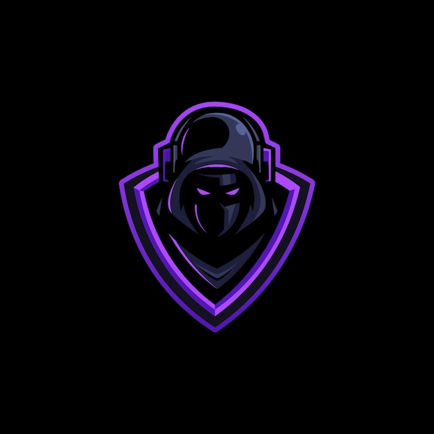 Assassino ninja esport gioco mascotte logo design illustrazione vettoriale